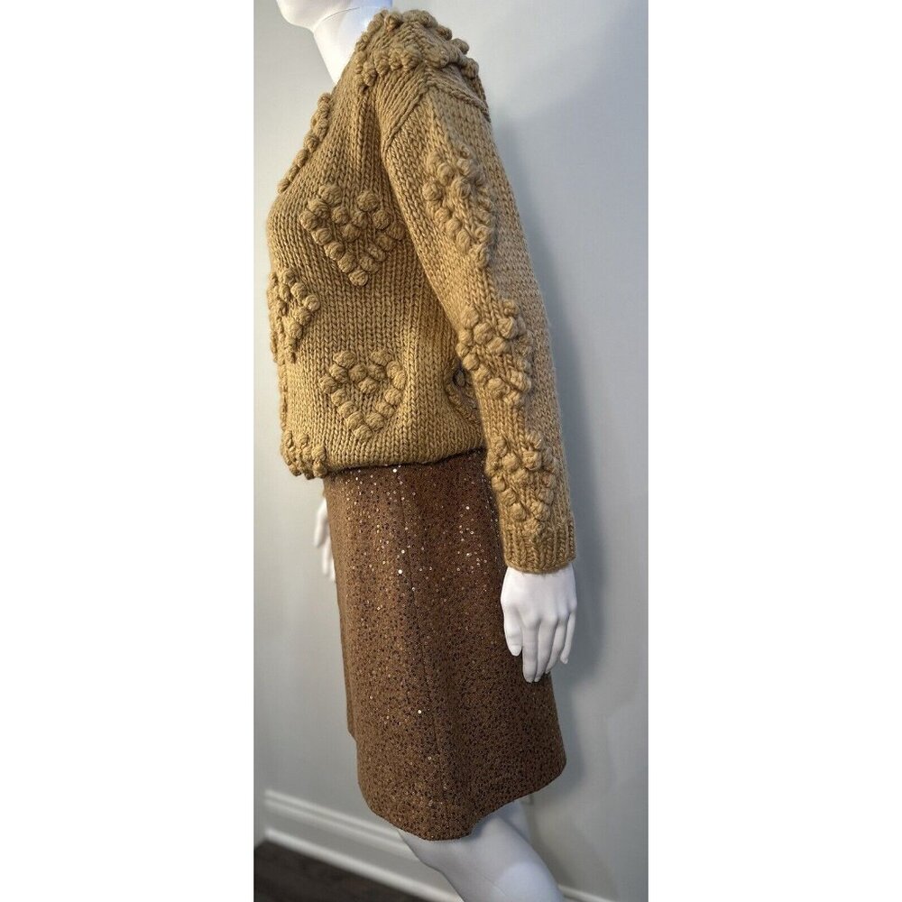 Ann Taylor LOFT Light Brown Mini Skirt With Gold Sequins Sz-6 Flirty, Unique Fun - Picture 8 of 16